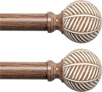 Wood Curtain Rods 1  28-48  2 Pack  Brown