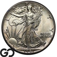 1941 Walking Liberty Half Dollar, Gem BU Bid: 85