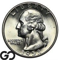 1953-D Washington Quarter, Gem BU+ Bid: 45