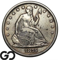 1875-S Seated Liberty Half Dollar, XF+ Bid: 130