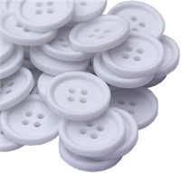 YaHoGa 50PCS 1 Inch (25mm) Buttons White Resin But
