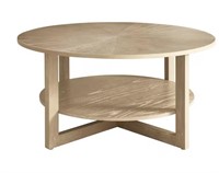 35.5 in. Light Brown Round Coffee Table Shelf