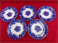 9 DEVON ENGLAND ALFRED MEAKIN FLOW BLUE PLATES 7"