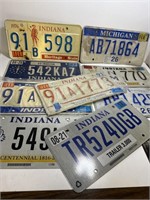 Large lot vintage License Plates Indiana Michigan