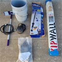 Lot w/ Zip Wall, Respirator, Paintstick, & Buckets