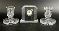 Waterford Crystal Clock and Candleholders