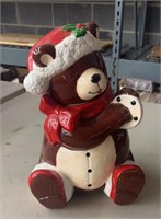 Christmas bear cookie jar