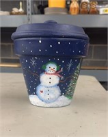 Hand painted snowman cookie jar