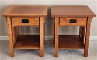 Pair of Mission Style Nightstand Side End Tables