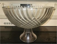 Large glass punchbowl with pedestal