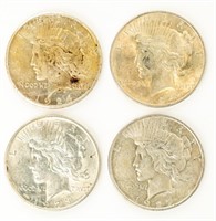 Coin 4 Peace Silver Dollars 1923, 24 & 27