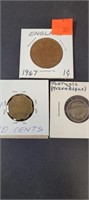 England 1967 1 Cent - Portugal 1953 Mozambique