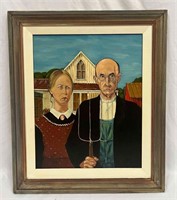 Reproduction Of Grant Wood's American Gothic By N.