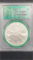 2009 PCGS MS70 Silver Eagle 1oz, Direct from US