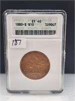 1880-S $10 Gold Liberty ANACS EF40