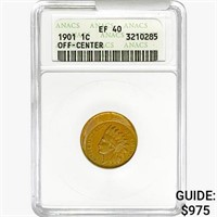 1901 Indian Head Cent ANACS EF40 Off-Center