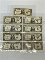 9 - $1 silver certificate notes