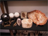 Nine pieces of stone or petrified wood