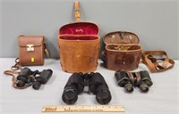 3 Pair Binoculars & Field Cases