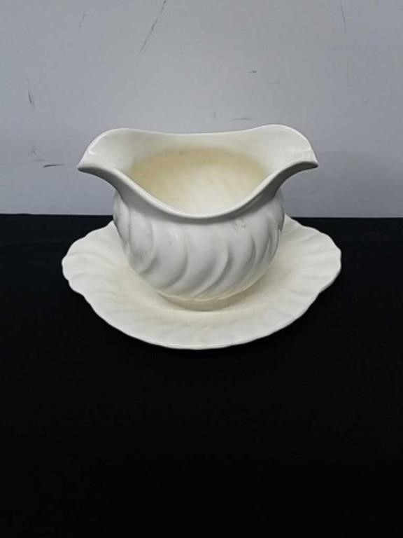 Matte white Franciscan Pottery gravy boat