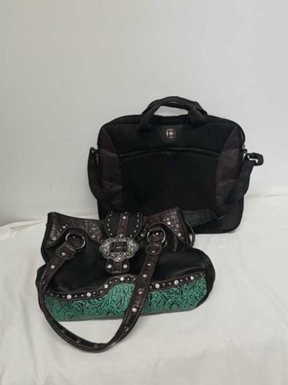 Computer bag and P&G blingy Western purse