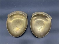 (2) Vintage Brass-Look Pocket Change Trays