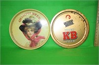 Pair of Beer Trays, Olympia Beer and KB Lager