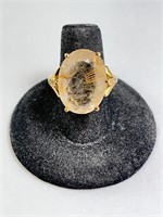 Xtra Lg. Faceted Rutilated Quartz Ring 8 Gr S-6.75