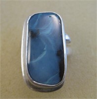 Sterling Silver Blue Stone Ring - Hallmarked