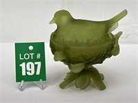 Vintage Westmoreland Green Frosted Glass Bird