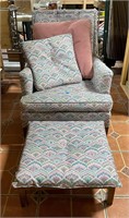 Vintage Chair and Ottoman with Cushions