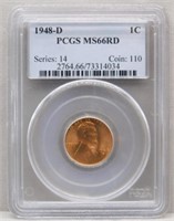 1948-D Lincoln Cent. MS66 Red PCGS.