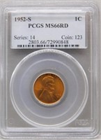 1952-S Lincoln Cent. MS66 Red PCGS.