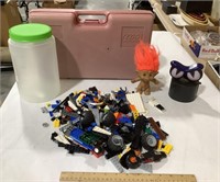 Toys w/legos &case - case has crack see photo