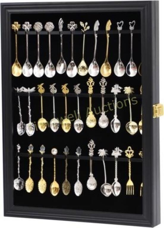 Souvenir Tea Spoon Display Case  98% UV  Black