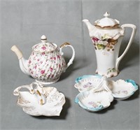 (2) Porcelain Serving Dishes, (1) Tea & (1)