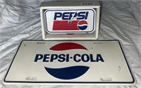 Pepsi-Cola License Plate & Clock