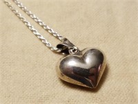 STERLING SILVER PUFFY HEART NECKLACE
