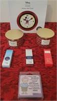 L - MICKEY MOUSE CLOCK,HAND CREAMS, CANDLES ETC