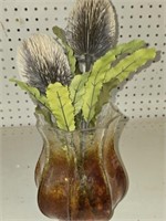 Decorative Orange Ombre Colored Glass Vase