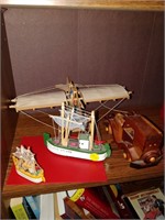 lot of decoratives, wood car, boat plane