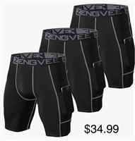 Sz XL ZENGVEE Men's 3 Pack Compression Shorts
