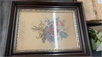 2 framed pictures flower art