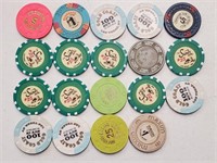 19 Various Las Vegas Nevada Casino Chips