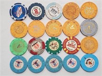 20 Various Las Vegas Nevada Casino Chips