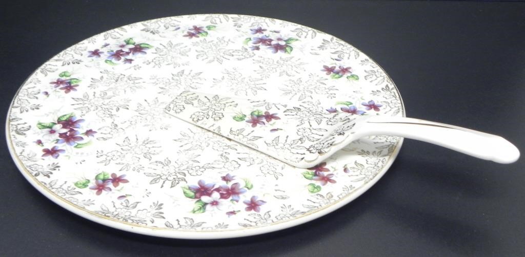 STAFFORDSHIRE H.AYNSLEY & CO CAKE PLATE & KNIFE