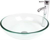 Glass Vessel Sink & Faucet Set, Round (Clear)