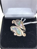 Abalone Swirl ring size 7 sterling hallmarks