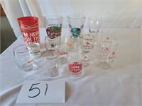 14 Beer Glasses, 1 Plastic Cup, 1 Shot Glass