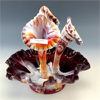 Fenton Red Slag Fluted Epergne